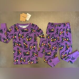3T Mini Boden Purple Cat Print Kids Pajama Set